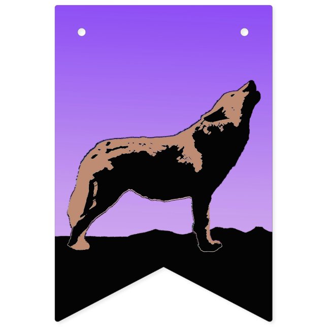 Banderines Lobo al atardecer - Arte de vida salvaje original (Primera bandera)