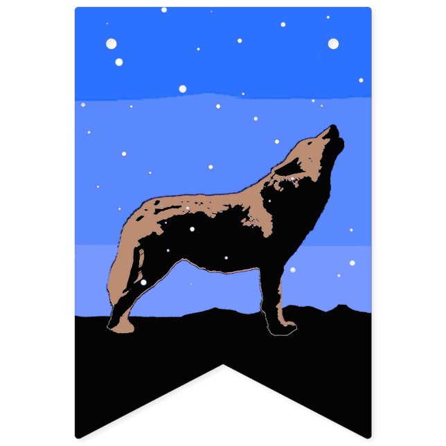 Banderines Lobo en invierno - Arte de vida silvestre original (Primera bandera)