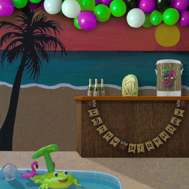 Banderines Luau Totems Bamboo Feliz cumpleaños (Subido por el creador)