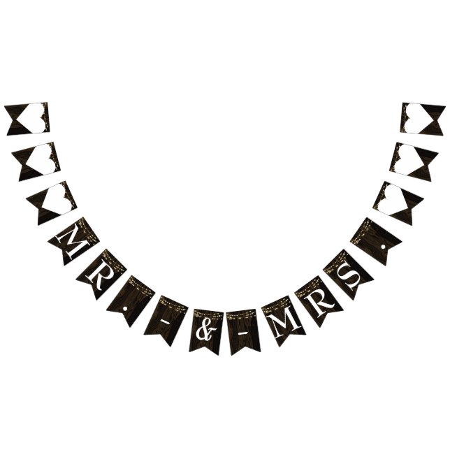 Banderines Luces de Cuerda de Madera Rústica Boda Sr. Sra. (Todo)