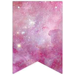 Banderines Luz Espacial Estrellada Rosa Acuarela Estrellas Ga