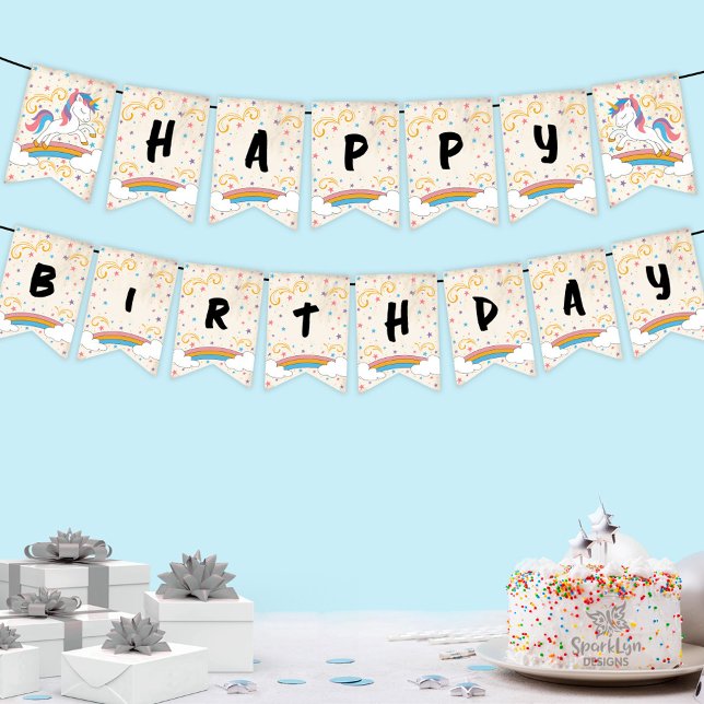 Banderines Magical Rainbow Unicorn Birthday (Subido por el creador)