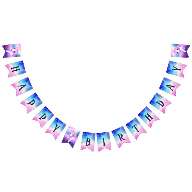 Banderines Magnífica fiesta de cumpleaños de unicornio (Todo)