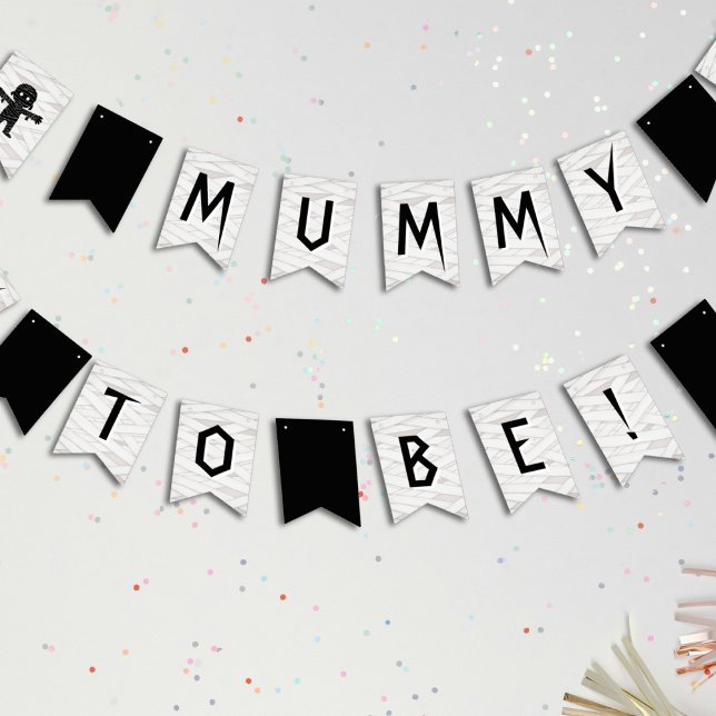 Banderines Mamá será Baby Shower de Halloween (Mummy to Be Halloween Baby Shower Bunting Flags
)