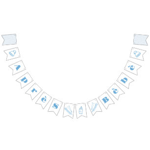 Banderines Mano Dibujada Azul Après Bébé Niño Baby Shower