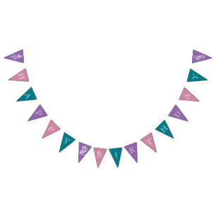 Banderines Maravilloso cumpleaños morado rosado Verde azulado