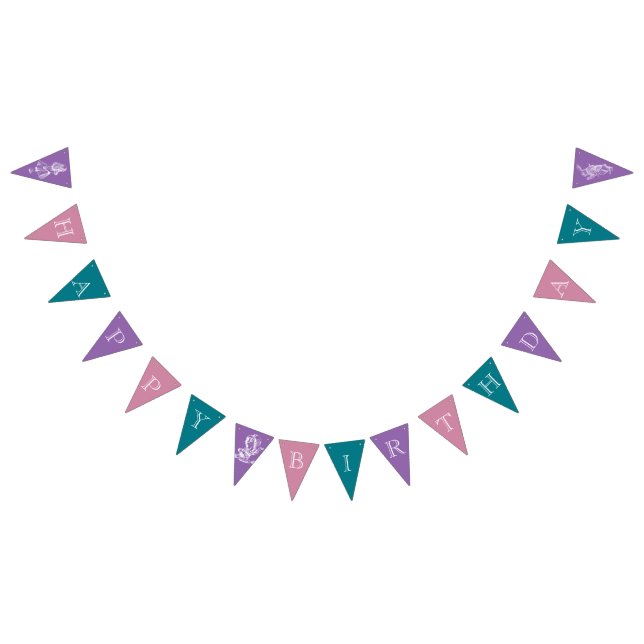 Banderines Maravilloso cumpleaños morado rosado Verde azulado (Todo)