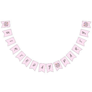 Banderines Maravilloso cumpleaños Unicornio acuarela