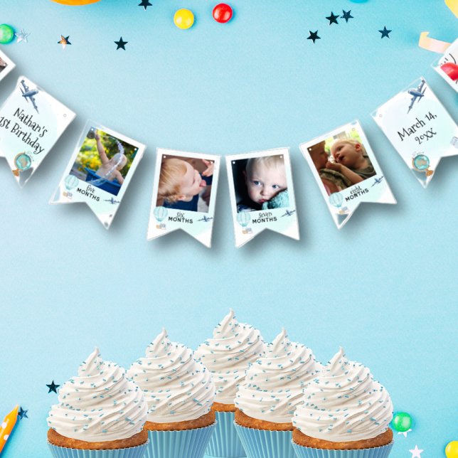 Banderines Maravilloso primer cumpleaños foto azul de 12 mese (Subido por el creador)