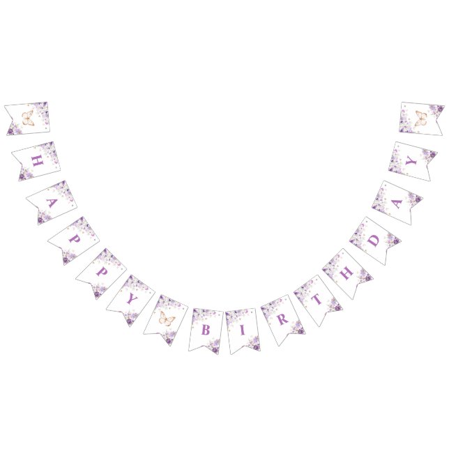 Banderines Mariposas Purple wildflowers Feliz cumpleaños (Todo)