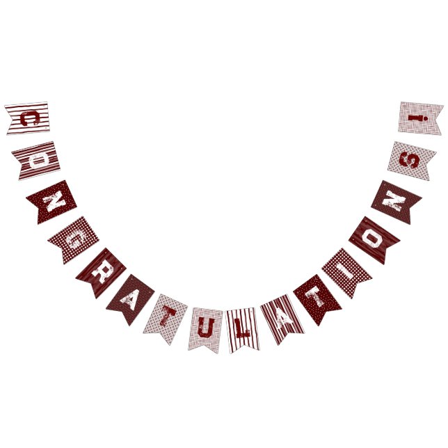 Banderines Maroon Patterned Confelicitaciones bunting banner (Todo)