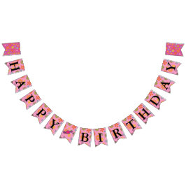 Banderines Mensaje de Feliz Cumpleaños Flower Power Sesenta R