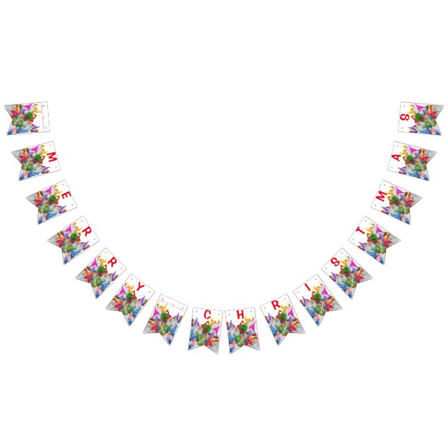 Banderines Merry Christmas Gnome Fiesta Dibujo Personalizado  (Todo)