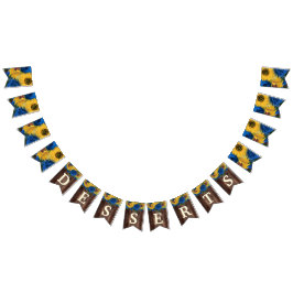 Banderines Mesa de postre de Rosas azules de girasol rústico