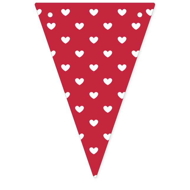 Banderines Micro Corazones Blanco - Rojo Cereza (Primera bandera)