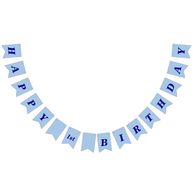 Banderines Minimalist Light Blue Kids Birthday Bunting Banner (Todo)