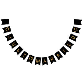 Banderines Minimalista Boda moderno del Corazón Negro y Oro