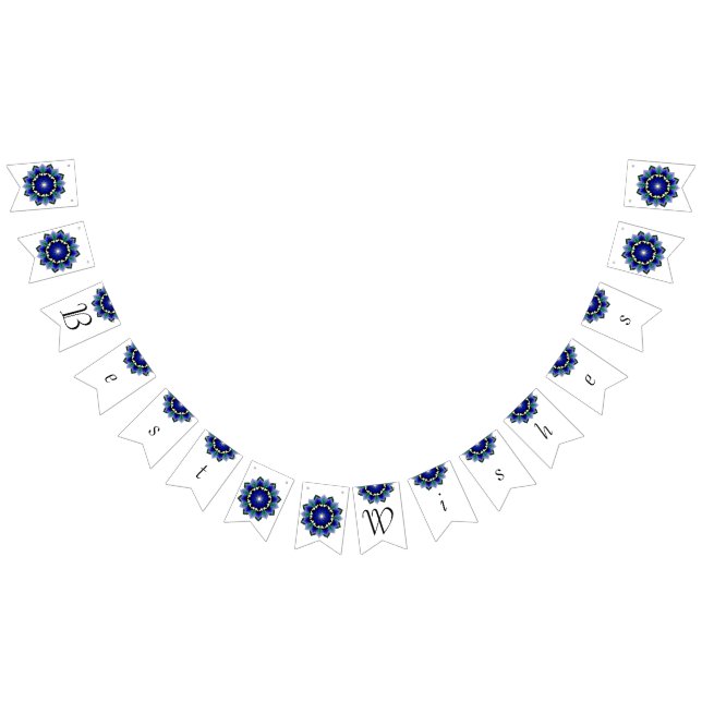 Banderines Mis mejores deseos mandala en azul oscuro (Todo)