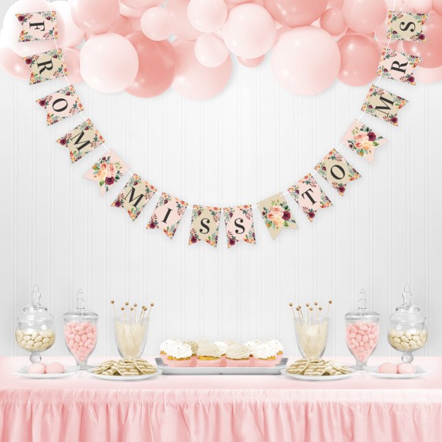 Banderines Miss a la señora Rustic Pink Fall Floral Bridal Sh (Subido por el creador)
