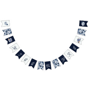 Banderines Miss a la Sra. Bridal Shower Algo Azul