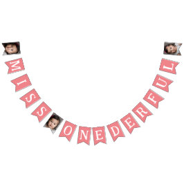 Banderines Miss Onerful Primer cumpleaños Foto niños rosados