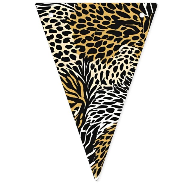 Banderines Mixed Animal Print Zebra Leopard Tiger Mixed Print (Primera bandera)