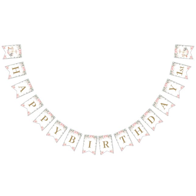 Banderines Moda Animales de Woodland Rubor Cumpleaños Floral  (Todo)