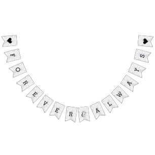 Banderines Moda Boda de Mármol Blanco y Gris para siempre