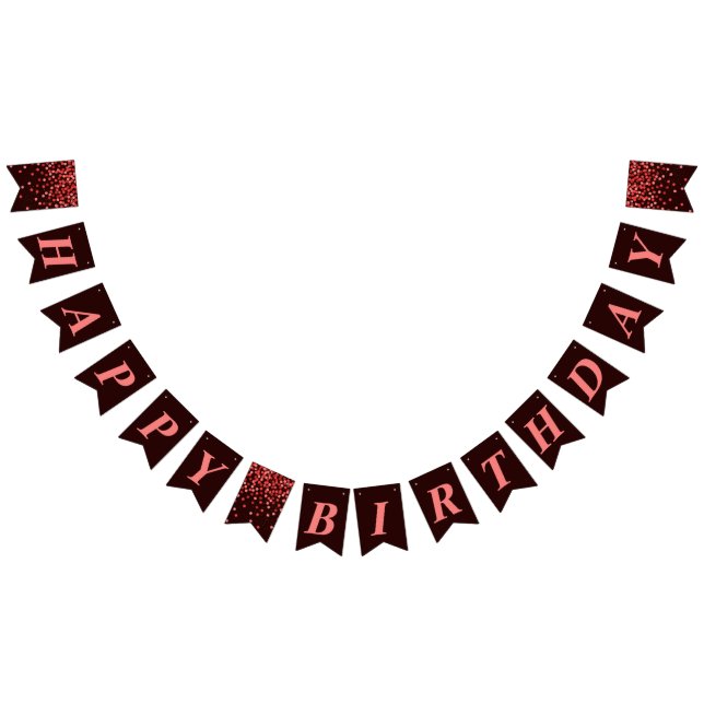 Banderines Moda Confetti Negro y Rojo Feliz cumpleaños (Todo)