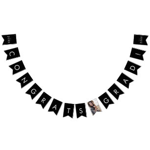 Banderines Moda Dark Black Photo Year Felicitaciones Grad