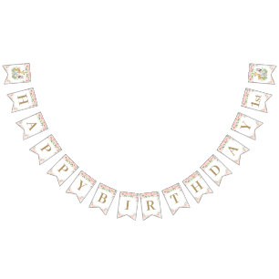 Banderines Moda Jungle Animales Rubor Cumpleaños Floral Rosa