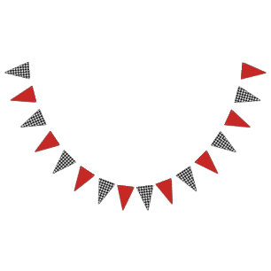Banderines Modelo blanco y rojo negro de Houndstooth