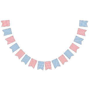 Banderines Modelo de estrellas rojas y azules - patriótico/e