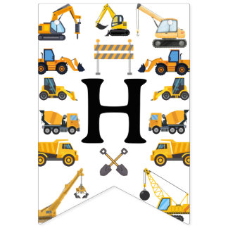 Banderines Modern Construction Simple Kid's Birthday