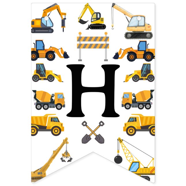 Banderines Modern Construction Simple Kid's Birthday (Primera bandera)