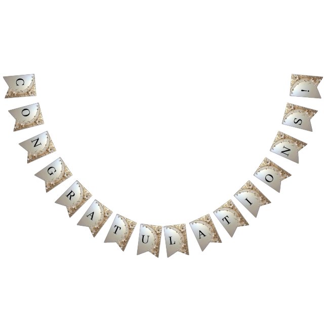 Banderines Modern White Flowers Pearls Bunting Flag (Todo)