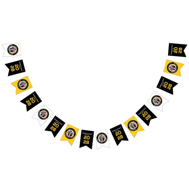 Banderines Modern Yell Black White Graduation Photo (Todo)