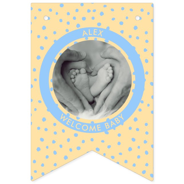Banderines Moderno Recién nacido de Bienvenida Niño Chica Fot (Tercera bandera)