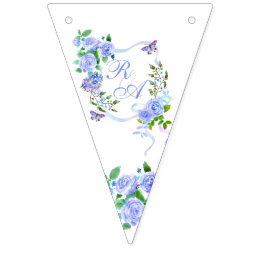 Banderines Monograma de cinta Rosa azul