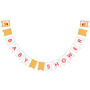 Banderines Monstruo anaranjado Baby Shower de Stripey pequeñ