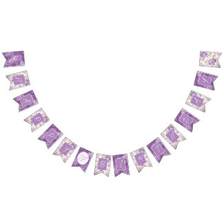 Banderines Morado Floral Shabby Chic Personalizado Age