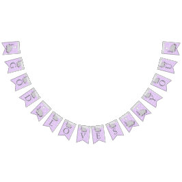 Banderines Morado, Gris Blanco 🐘 Elefante Bebé - Baptismos