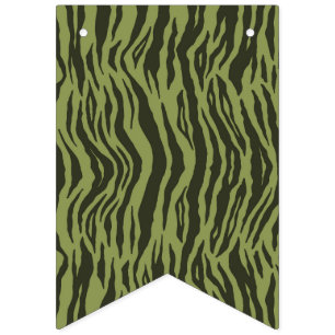 Banderines Moss Green Glamorous Tiger Stripes Animal Print
