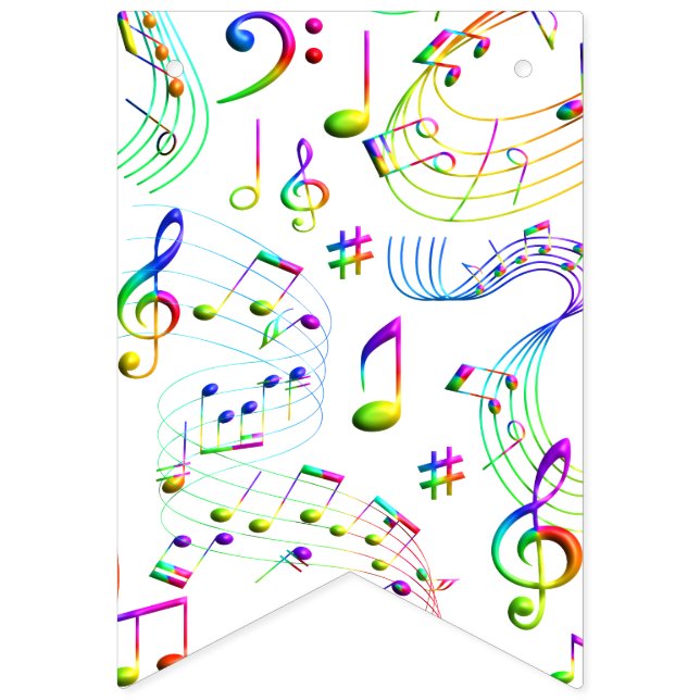 Banderines Music Musical Notes Colorful (Primera bandera)