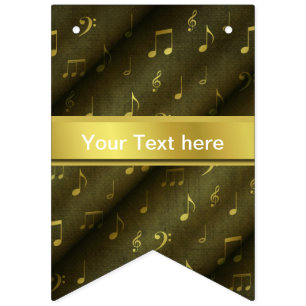 Banderines música, nota, partitura, oro, banner, plantilla,