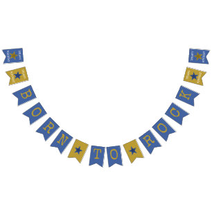 Banderines Nacido en Rock Star Birthday Party Banner Blue Gol