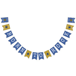 Banderines Nacido en Rock Star Birthday Party Banner Blue Gol