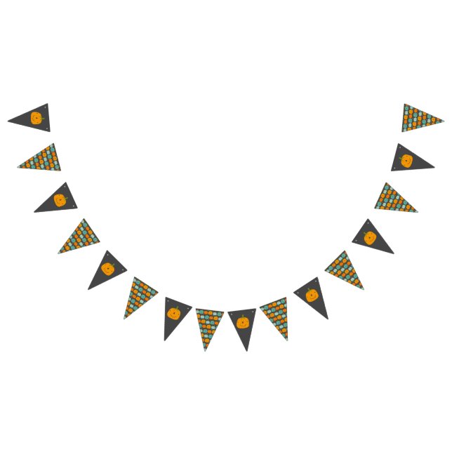 Banderines Naranja Cute Happy Pumpkins, Halloween azul (Todo)