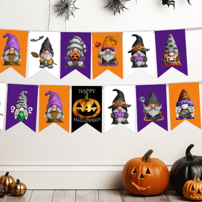 Banderines Naranja de Gnomes de Halloween Fiesta Púrpura (Subido por el creador)