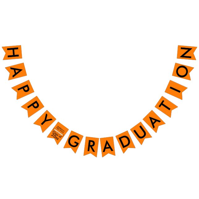 Banderines Naranja de graduación Nombre de la escuela negra (Todo)